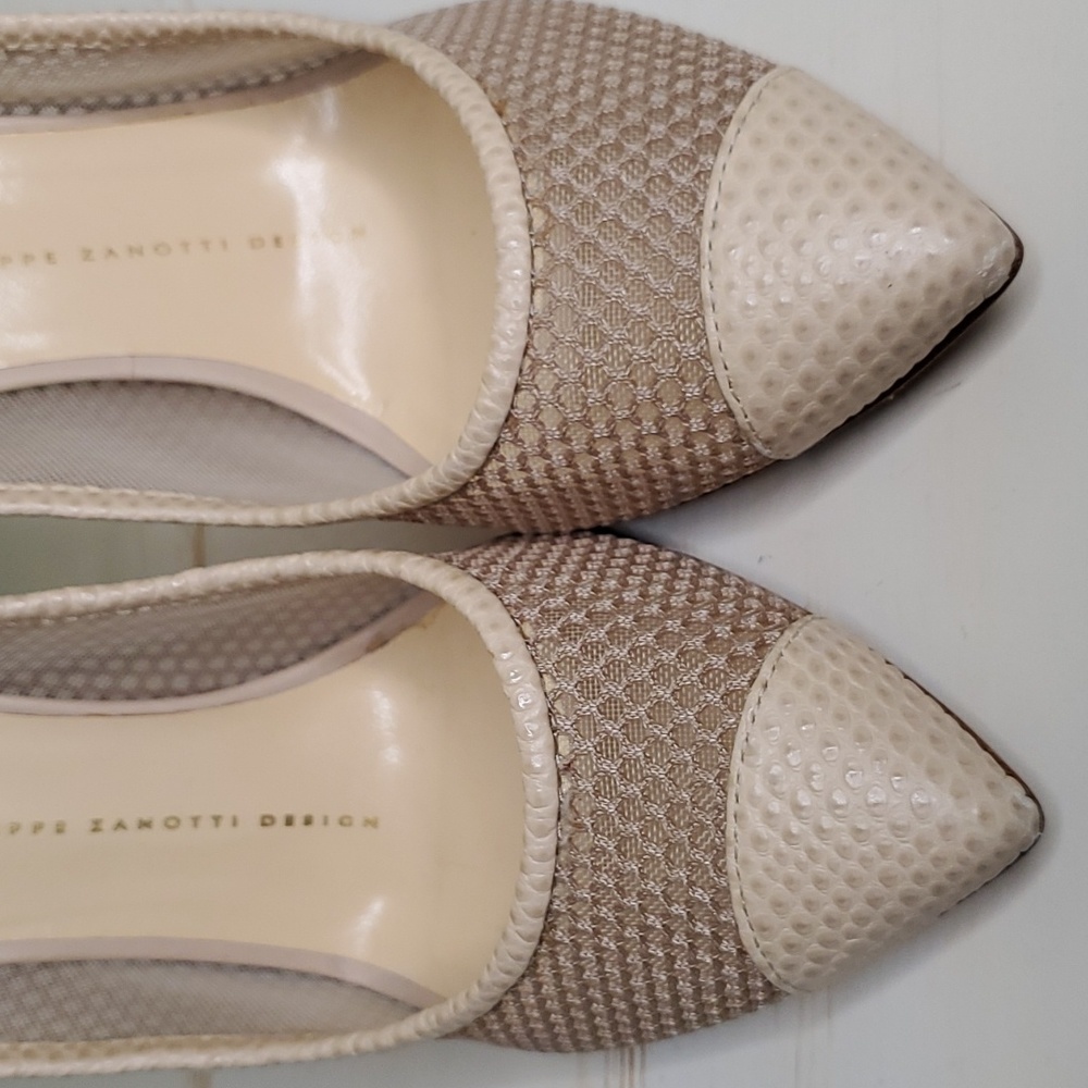 Giuseppi Zanotti | Beige Mesh and Leather Pumps Sz 37 - Picture 7 of 9